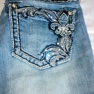 Miss Me Blue Skinny Jeans with Silver Embellishments